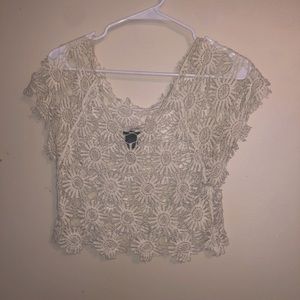 Knitted mesh crop top